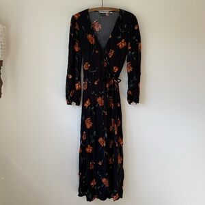 & Other Stories Black Rust Floral Wrap Dress Size 6